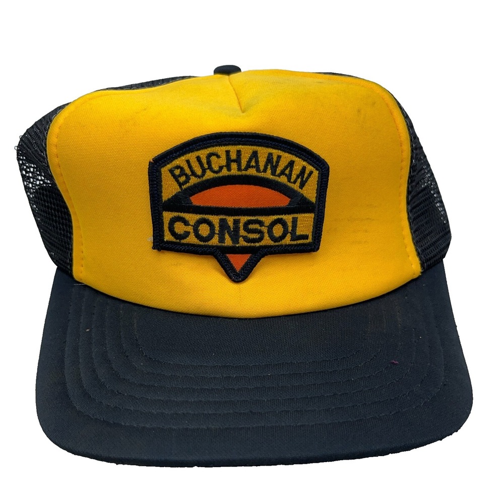 Vintage Consol Trucker Hat Cap Snapback USA Coal Mining 90s Buchanan Patch A31 *